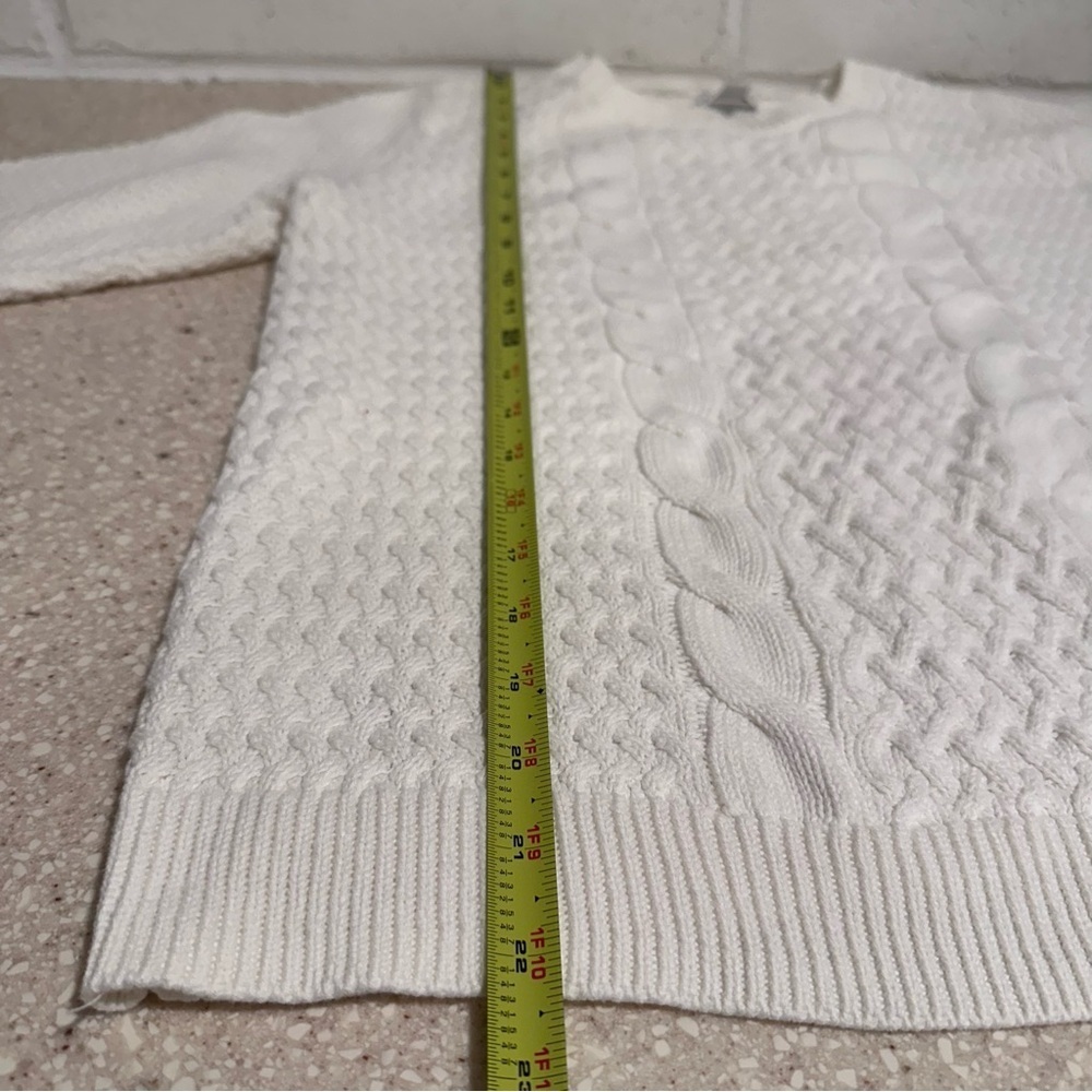 Croft & Barrow 100% Cotton White Crew Neck Knit Sweater Thick Cozy Warm EUC - Picture 12 of 15